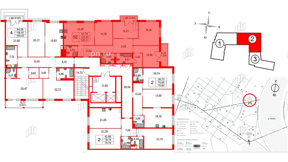 Квартира в ЖК Бакунина 33 ЖК, 4 комнатная, 126.21 м², 8 этаж