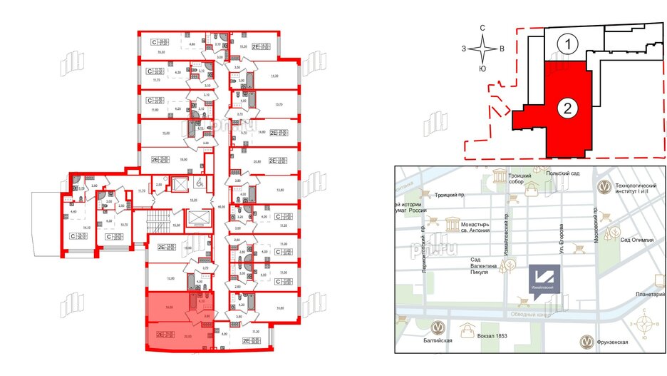 Квартира в ЖК Измайловский, 1 комнатная, 41.9 м², 4 этаж