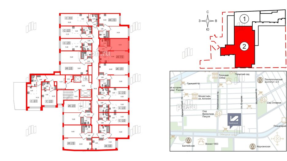 Квартира в ЖК Измайловский, 1 комнатная, 41.9 м², 4 этаж