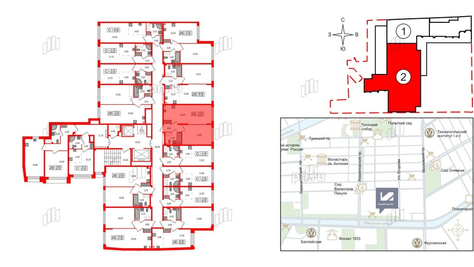 Квартира в ЖК Измайловский, 1 комнатная, 42.4 м², 5 этаж