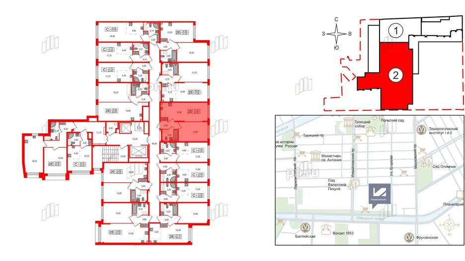 Квартира в ЖК Измайловский, 1 комнатная, 42.4 м², 7 этаж