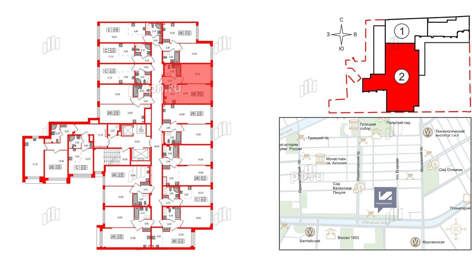 Квартира в ЖК Измайловский, 1 комнатная, 41.9 м², 8 этаж