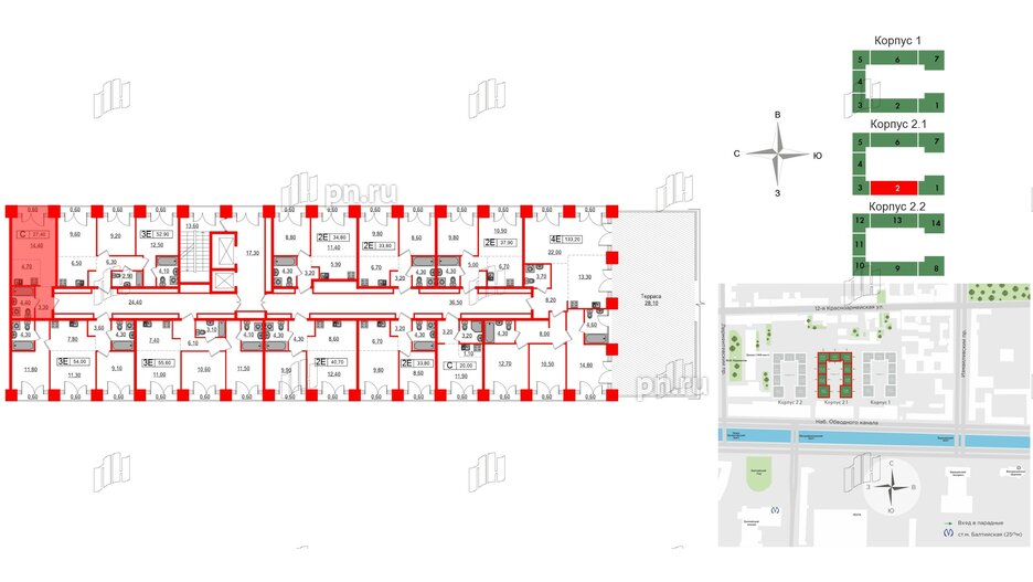 Квартира в ЖК Лермонтовский 54, студия, 27.4 м², 8 этаж