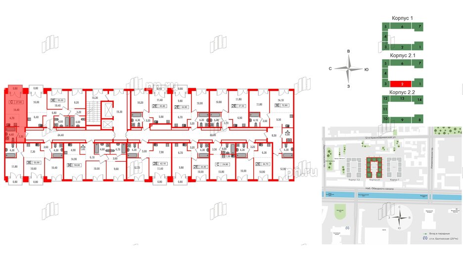 Квартира в ЖК Лермонтовский 54, студия, 27.6 м², 5 этаж