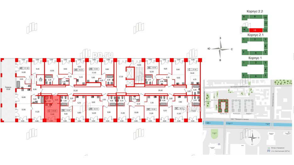 Квартира в ЖК Лермонтовский 54, студия, 20 м², 9 этаж