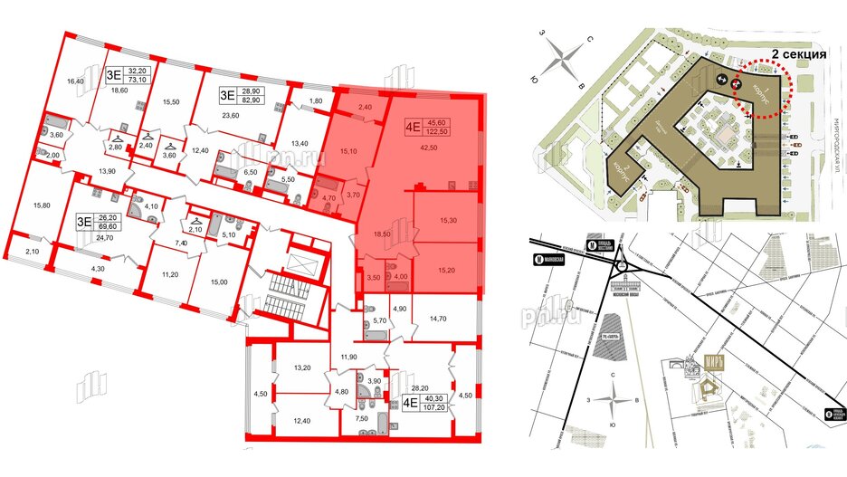 Квартира в ЖК Миръ, 3 комнатная, 122.5 м², 3 этаж