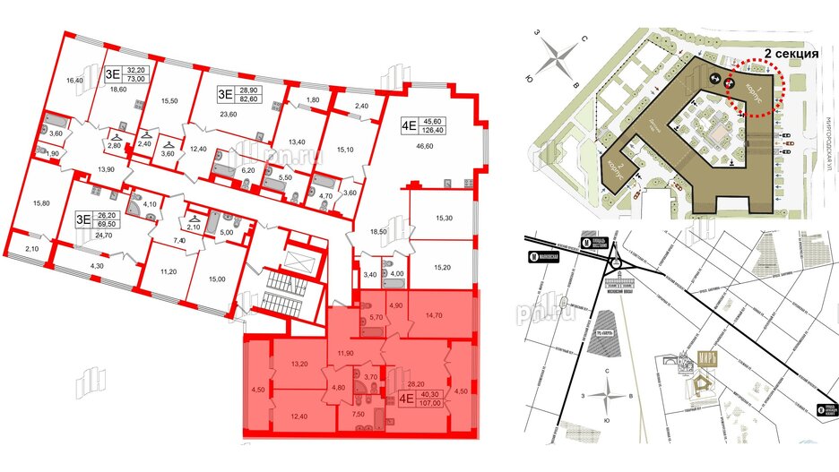 Квартира в ЖК Миръ, 3 комнатная, 107 м², 5 этаж