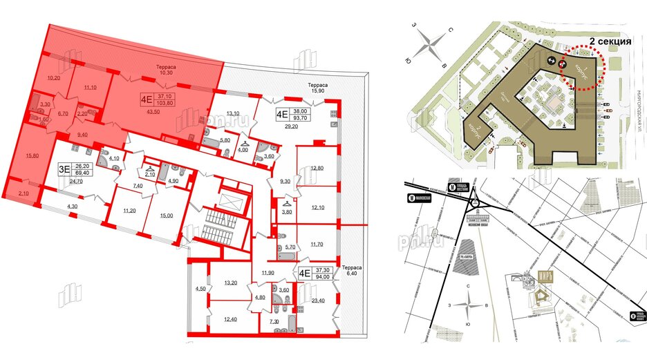 Квартира в ЖК Миръ, 3 комнатная, 103.8 м², 8 этаж