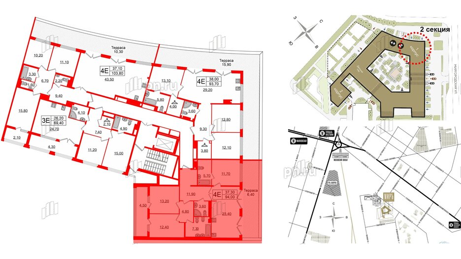 Квартира в ЖК Миръ, 3 комнатная, 94 м², 8 этаж