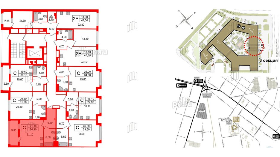 Квартира в ЖК Миръ, студия, 34.3 м², 4 этаж