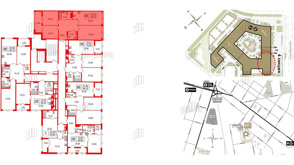 Квартира в ЖК Миръ, 3 комнатная, 89.7 м², 6 этаж