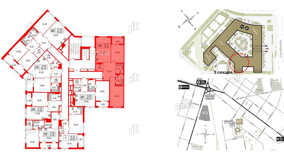 Квартира в ЖК Миръ, 2 комнатная, 79.2 м², 7 этаж