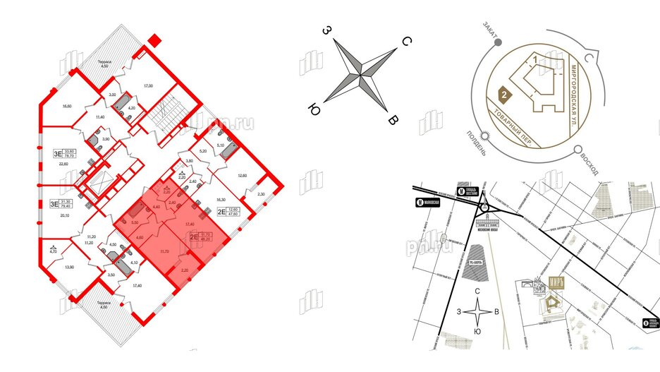 Квартира в ЖК Миръ, 1 комнатная, 48.2 м², 6 этаж