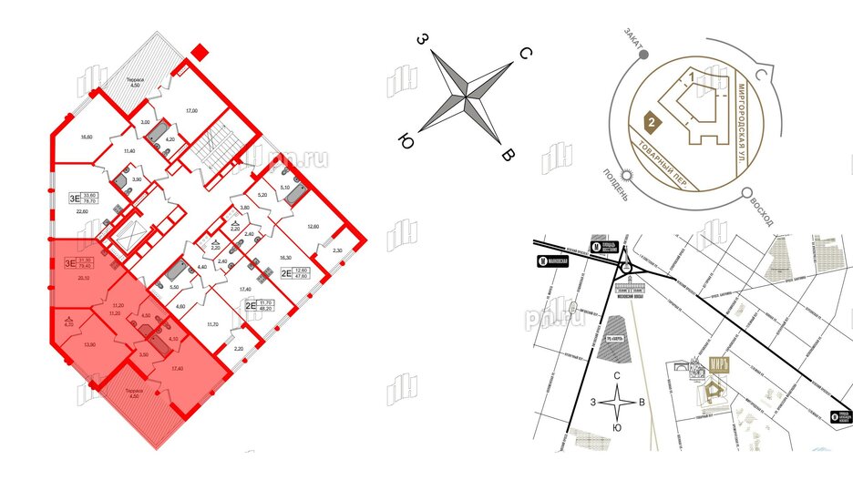 Квартира в ЖК Миръ, 2 комнатная, 79.4 м², 6 этаж