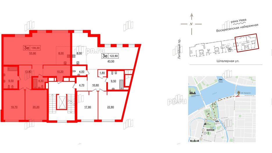 Квартира в ЖК 'Приоритет', 2 комнатная, 139.2 м², 2 этаж