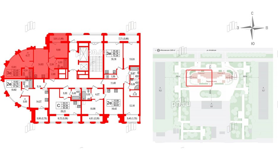 Квартира в ЖК Шепилевский, 2 комнатная, 56.65 м², 6 этаж