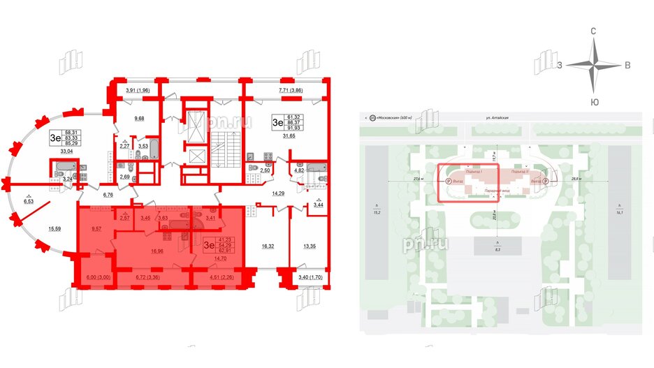 Квартира в ЖК Шепилевский, 2 комнатная, 62.91 м², 20 этаж