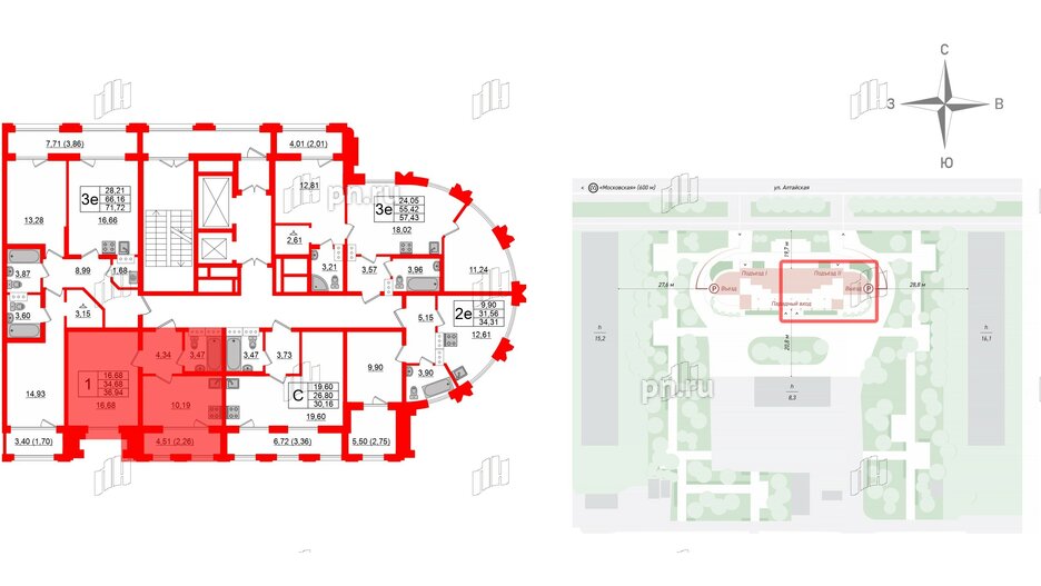 Квартира в ЖК Шепилевский, 1 комнатная, 36.94 м², 10 этаж