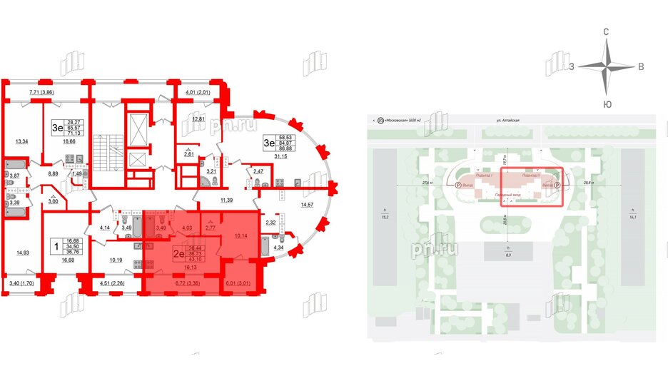 Квартира в ЖК Шепилевский, 1 комнатная, 43.1 м², 17 этаж