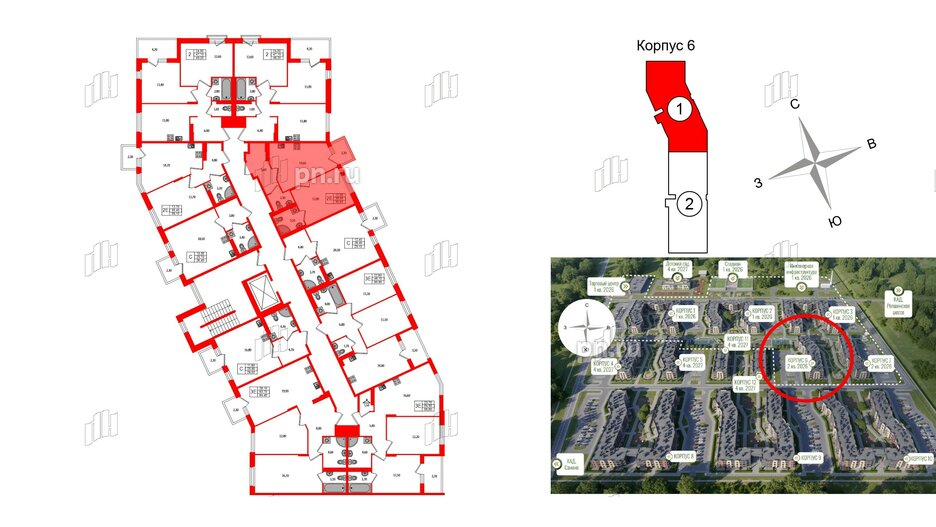 Квартира в ЖК Экография, 1 комнатная, 39.6 м², 3 этаж