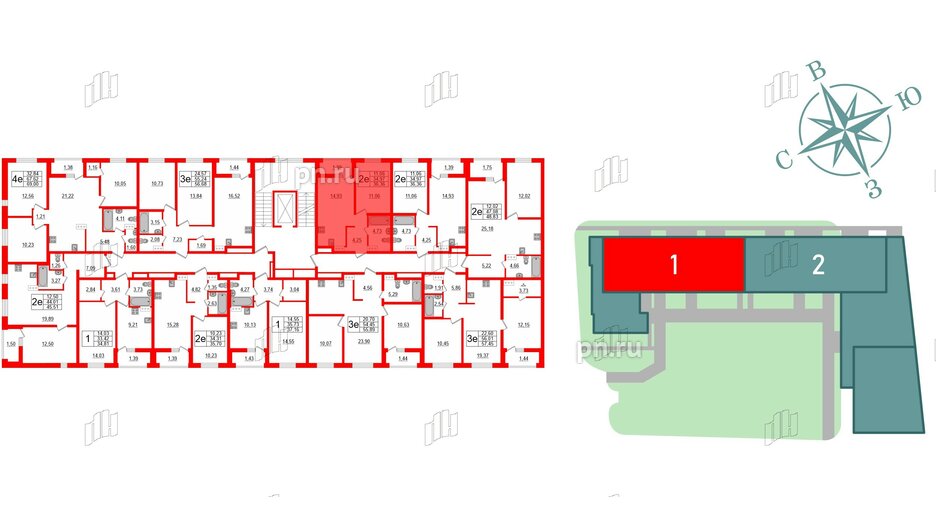 Квартира в ЖК ЭТАЛА, 1 комнатная, 36.36 м², 8 этаж