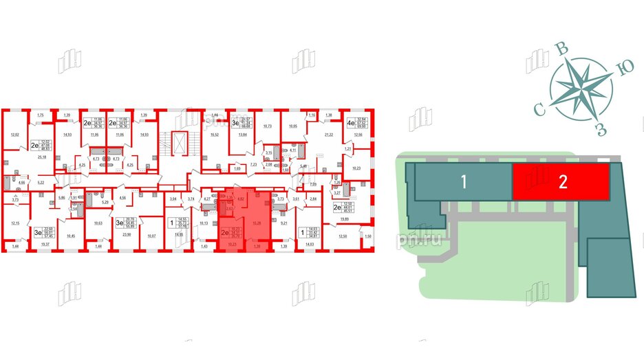 Квартира в ЖК ЭТАЛА, 1 комнатная, 35.7 м², 3 этаж