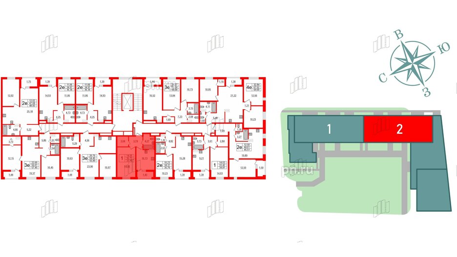 Квартира в ЖК ЭТАЛА, 1 комнатная, 37.16 м², 7 этаж