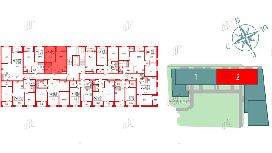 Квартира в ЖК ЭТАЛА, 1 комнатная, 36.36 м², 5 этаж