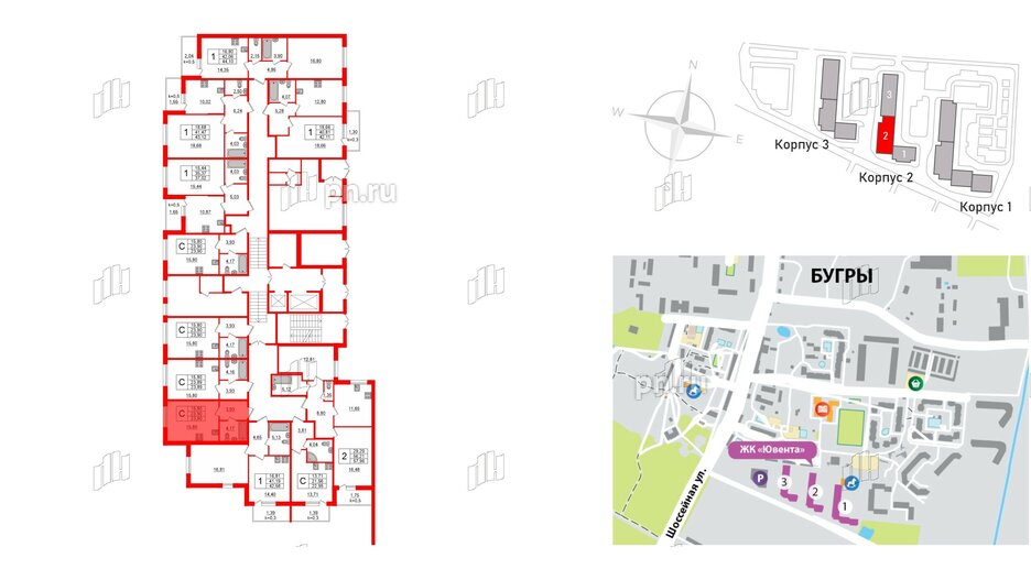 Квартира в ЖК Ювента, студия, 24.2 м², 1 этаж