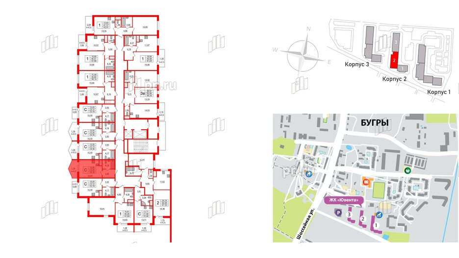 Квартира в ЖК Ювента, студия, 24.9 м², 2 этаж