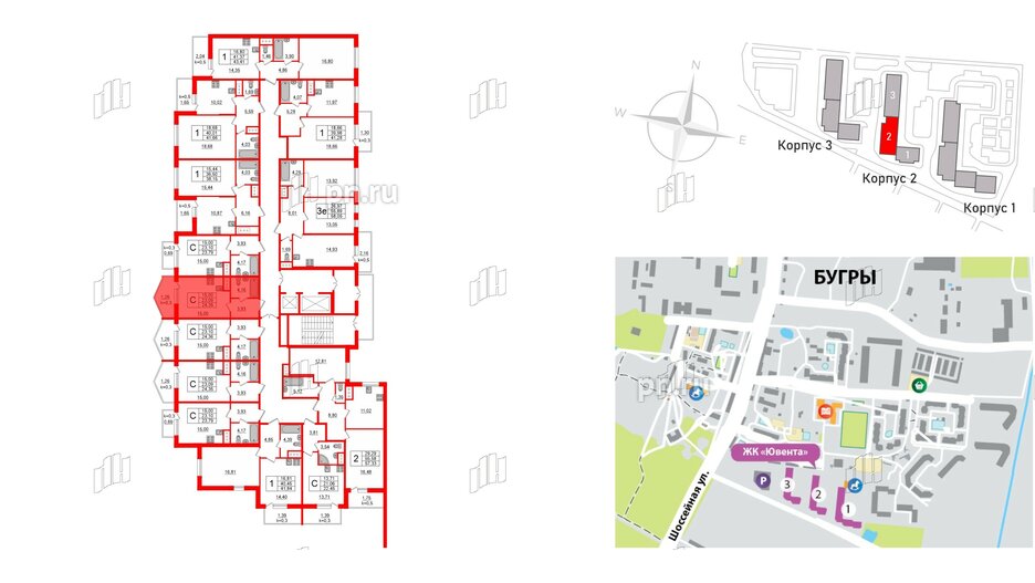 Квартира в ЖК Ювента, студия, 24.8 м², 2 этаж