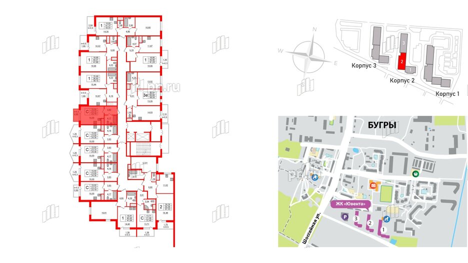 Квартира в ЖК Ювента, студия, 23.8 м², 2 этаж