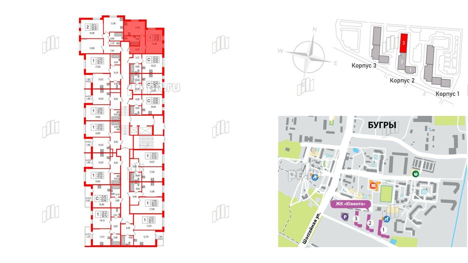 Квартира в ЖК Ювента, 1 комнатная, 38.9 м², 1 этаж