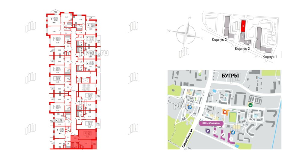 Квартира в ЖК Ювента, 1 комнатная, 42.3 м², 8 этаж