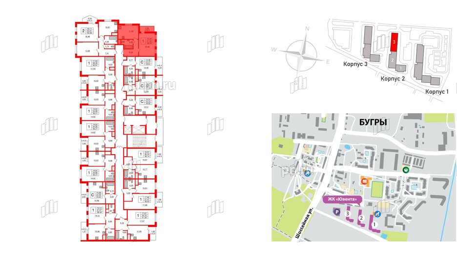 Квартира в ЖК Ювента, 1 комнатная, 40.1 м², 6 этаж