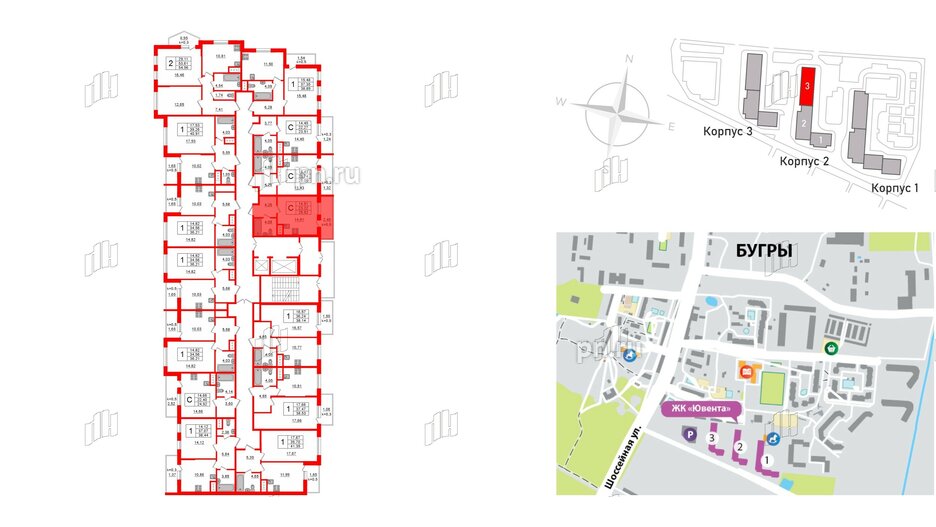 Квартира в ЖК Ювента, студия, 26.3 м², 11 этаж