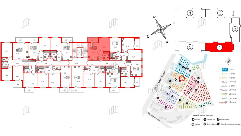 Квартира в ЖК Югтаун, 1 комнатная, 36.82 м², 5 этаж