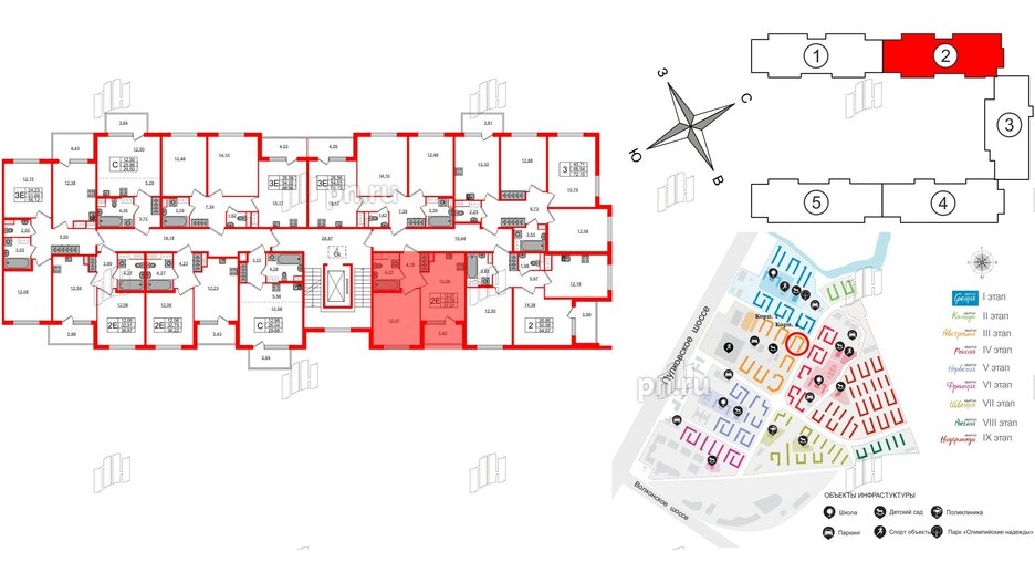 Квартира в ЖК Югтаун, 1 комнатная, 33.58 м², 4 этаж