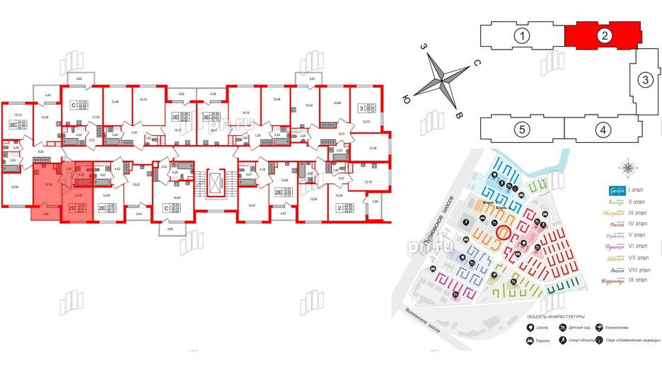 Квартира в ЖК Югтаун, 1 комнатная, 32.91 м², 5 этаж