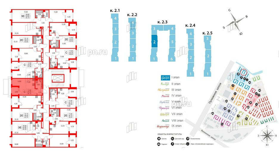 Квартира в ЖК Югтаун, студия, 25.2 м², 2 этаж