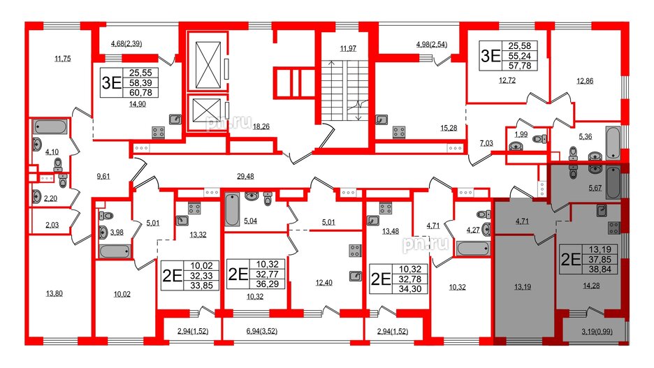 Квартира в ЖК Южная Нева, 1 комнатная, 38.84 м², 12 этаж