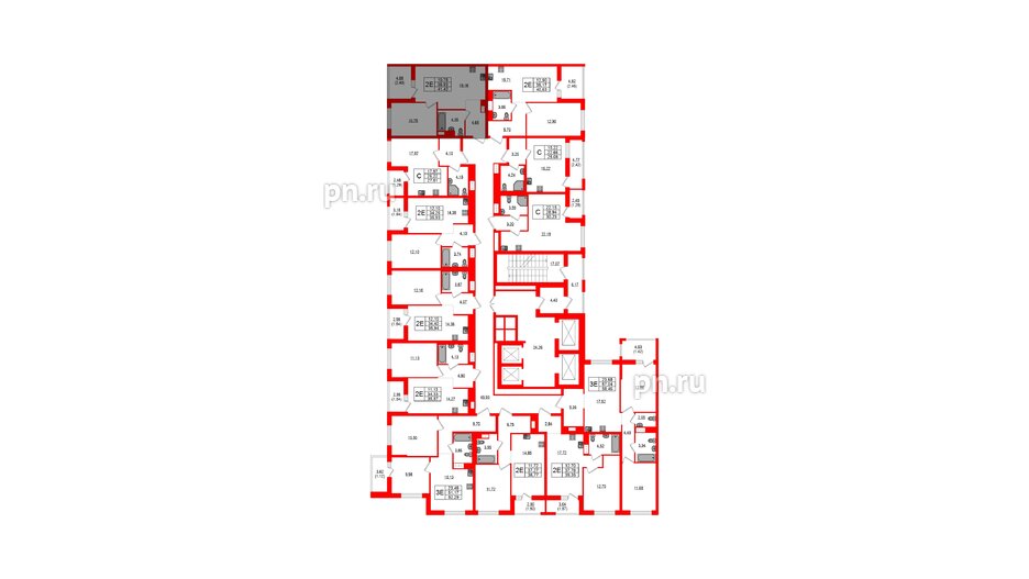 Квартира в ЖК Южная Нева, 1 комнатная, 41.42 м², 5 этаж