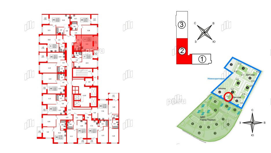 Квартира в ЖК Южная Нева, студия, 25.08 м², 7 этаж