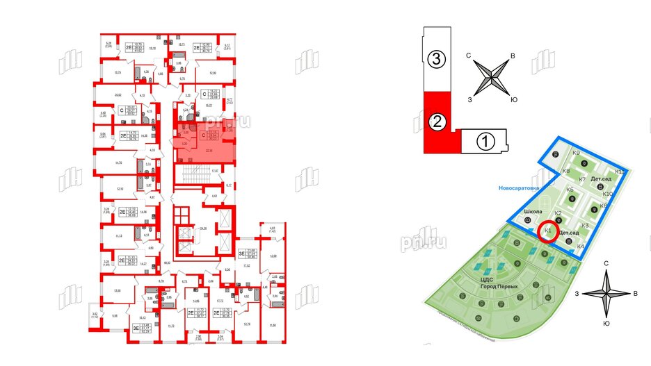 Квартира в ЖК Южная Нева, студия, 30.23 м², 7 этаж