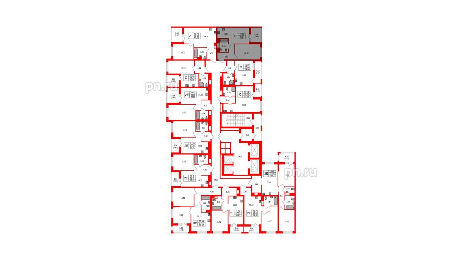 Квартира в ЖК Южная Нева, 1 комнатная, 40.84 м², 17 этаж