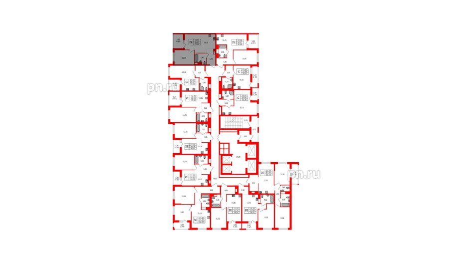 Квартира в ЖК Южная Нева, 1 комнатная, 41.62 м², 18 этаж