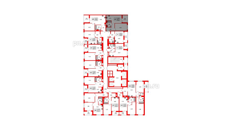 Квартира в ЖК Южная Нева, 1 комнатная, 40.98 м², 19 этаж