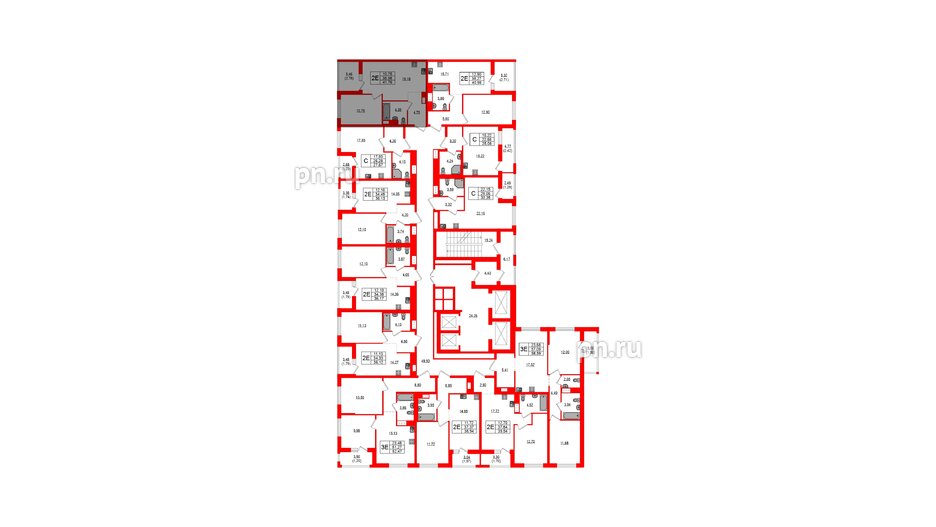 Квартира в ЖК Южная Нева, 1 комнатная, 41.76 м², 20 этаж