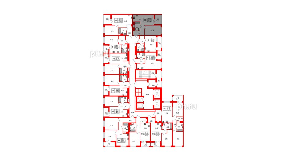 Квартира в ЖК Южная Нева, 1 комнатная, 40.78 м², 2 этаж