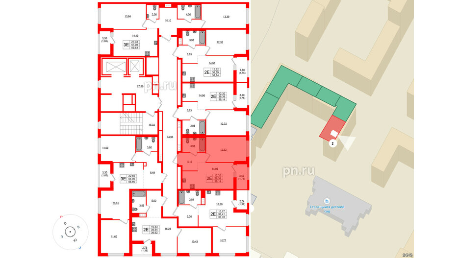 Квартира в ЖК Южная Нева, 1 комнатная, 38.14 м², 11 этаж